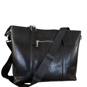 BROMEN Black Vegan leather laptop bag  (15.6”) Computer